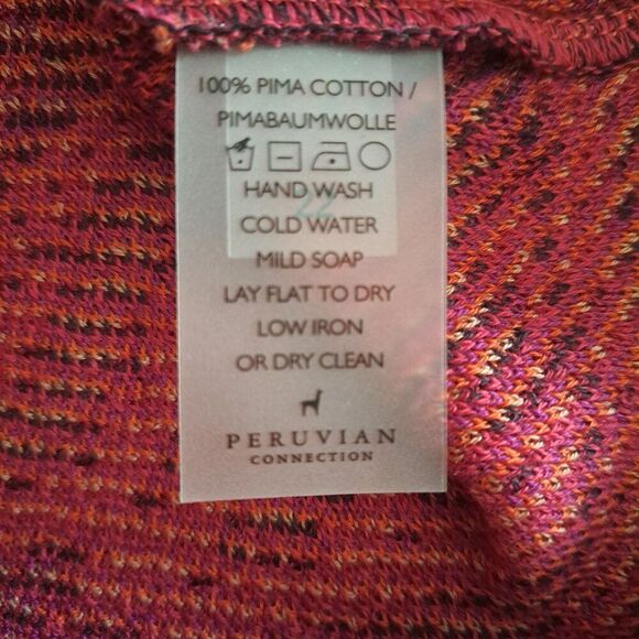 Peruvian Connection Women's Knit Dress Pima Cotton Pink Multi 3/4 Sleeves  XS/S - Picture 8 of 9